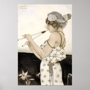Poster Virgens Gregas por Raphael Kirchner Art Nouveau