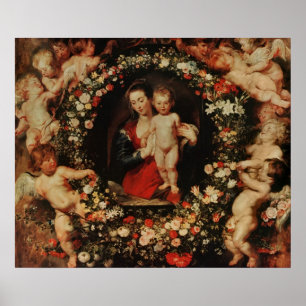 Póster Virgin com uma festão das flores, c.1618-20