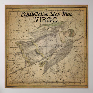 Poster Virgin Constellation Star Map Bootes Sept