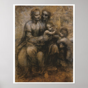 Póster Virgin & criança com santos Anne & John, da Vinci