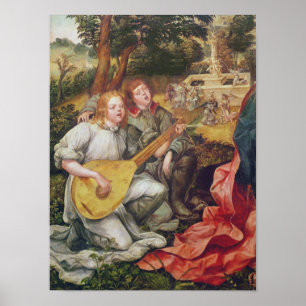 Póster Virgin e criança com anjos