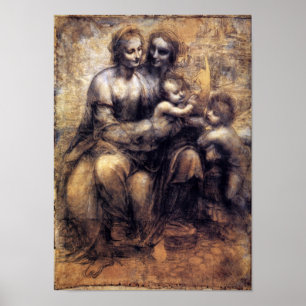 Póster Virgin e criança com esboço de St Anne
