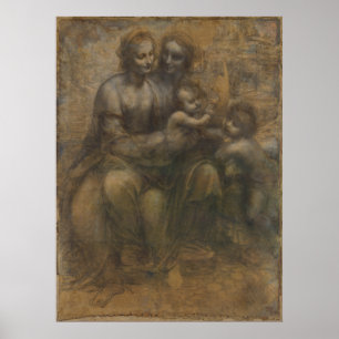 Póster Virgin e criança com o St Anne por Leonardo da