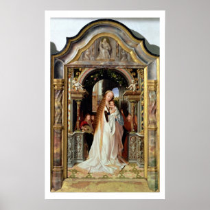Poster Virgin e criança com três anjos, painel central