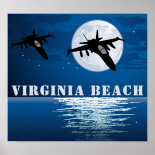 Poster Virgínia Beach Jets com lua cheia