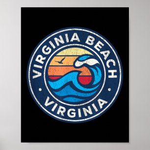 Poster Virginia Beach Virginia Va Vintage Ondas Náuticas