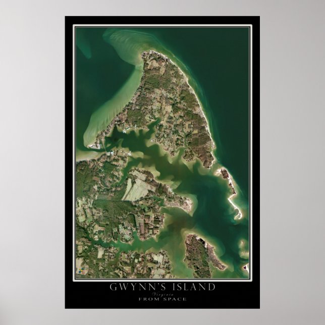 Póster Virgínia da Ilha de Gwynn do Mapa do Satélite Espa (Frente)