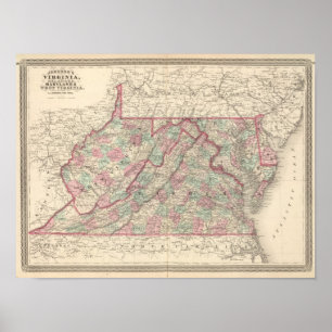 Poster Virgínia, Delaware, Maryland, e West Virginia