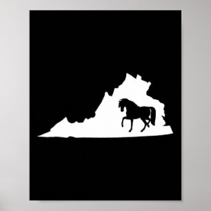 Poster Virginia Horse Map Horseback Andando Equestrian