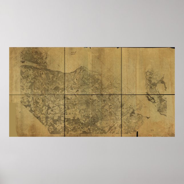 Póster Virginia Map Alexandria ao Rio Potomac 1860 (Frente)