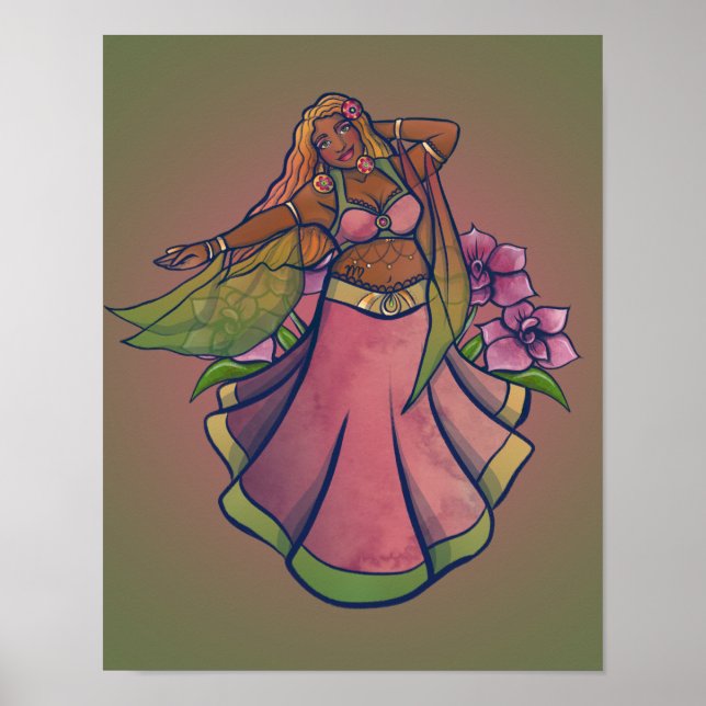 Poster Virgo Belly Dancer Art Bellydance Deusa (Frente)