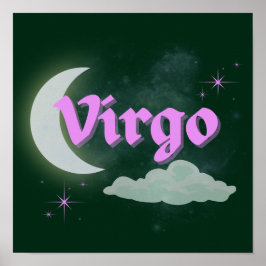 Poster Virgo Celestial Moon Cloud Stars Astrologia Arte