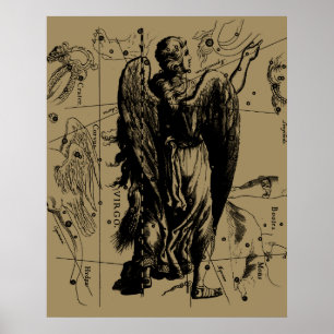Póster Virgo constelação Hevelius 1690 Sept 22 do 23 de