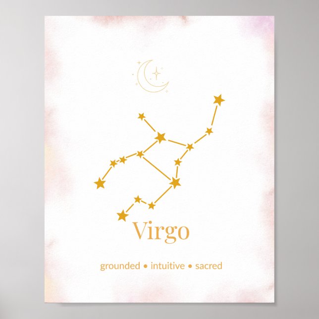 Poster Virgo Gold Zodiac Wall Art – Celestial Constellati (Frente)