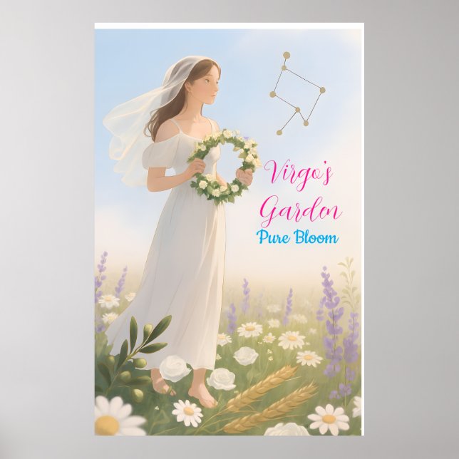 Poster Virgo Horoscópio Inspirou Design Floral Zodiosa (Frente)