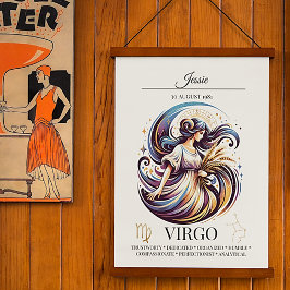 Poster Virgo Personalizado Elegante Zodiac Watercolor
