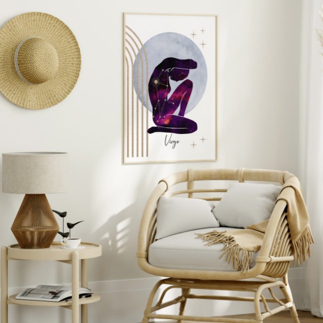 Poster Virgo Purple Dourado Zodiac Design (Criador carregado)