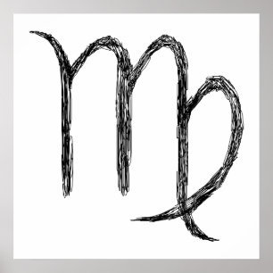 Póster Virgo. Sinal de Astrologia Zodíaca. Branco.