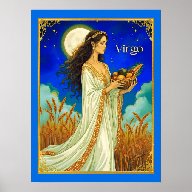 Poster Virgo Zodiac Beauty Under a Night Sky (Frente)