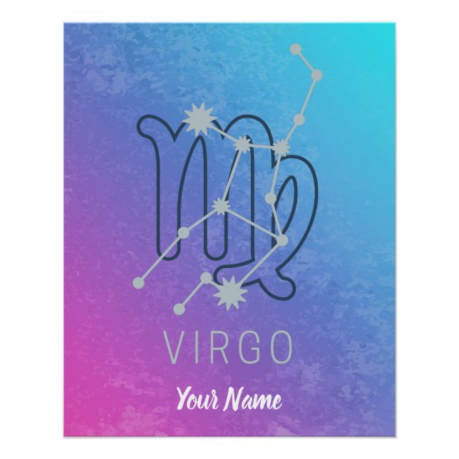 Póster Virgo Zodiac - Sinal de Estrela - Constelação do H (Frente)