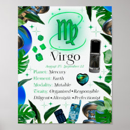 Poster Virgo Zodiac - Sinal de Estrela Y2K Branco 4:5 Pos