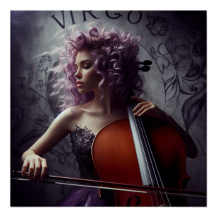 Póster Virgo Zodiat Músico Cello