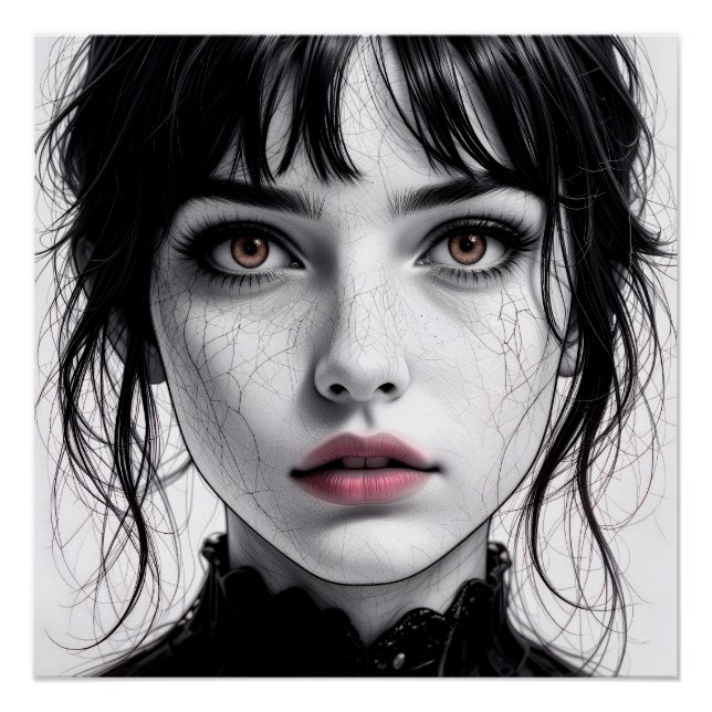 Póster Visage de porcelaine regard d'âme fêlée.  (Frente)