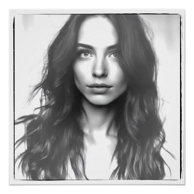 Póster Visage d'une jeune femme brune (Frente)
