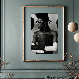 Poster Visão Avant-Garde: Moda Monocromática Negrito