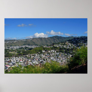 Poster Visão Cênica de um bairro de Honolulu Hawaii