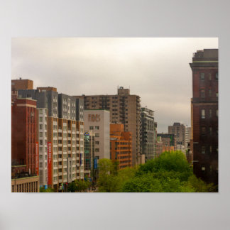 Poster Visão cêntrica dos edifícios em Montreal, Canadá