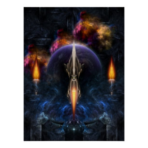Póster Visão Da Arte Fractal De Voo Poster Perfeito