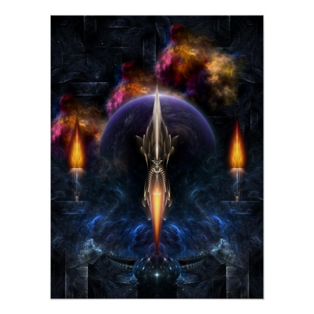 Póster Visão Da Arte Fractal De Voo Poster Perfeito (Frente)