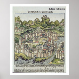 Póster Visão da cidade murada de Constantinopla, do