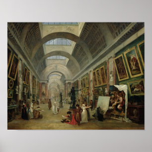Póster Visão da Grande Galeria do Louvre, 1796