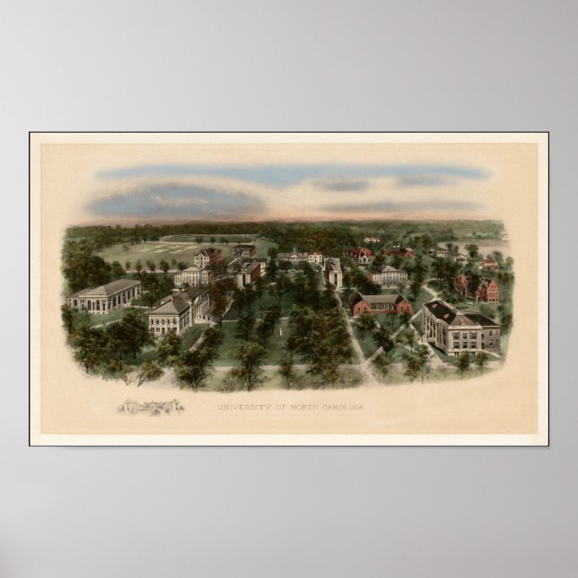 Póster Visão da Universidade da Carolina do Norte em 1907 (Frente)