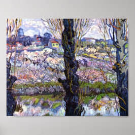 Poster Visão de Arles, Pomares Flores (1889) Van Gogh