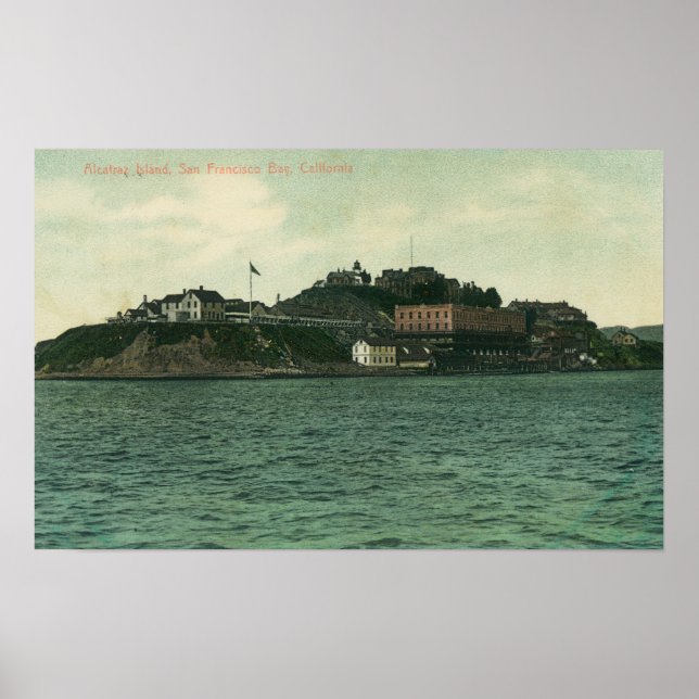 Poster Visão de Baía dos Alcatraz Islãs e Prisão (Frente)