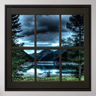 Poster Visão de Cottage Verdadeiro Ilusão da Janela 24x