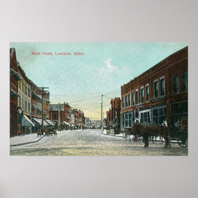 Póster Visão de Main StreetLewiston, ID (Frente)
