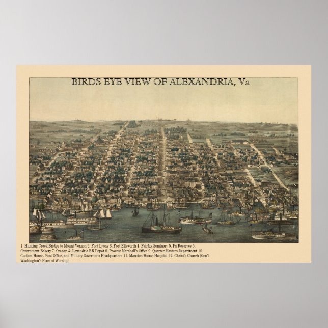 Poster VISÃO DE OLHOS DE AVES DE ALEXANDRIA, Mapa da Guer (Frente)