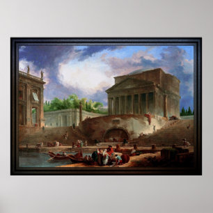 Poster Visão de Ripetta por Hubert Robert