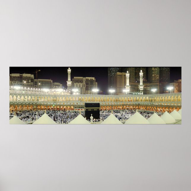 Poster Visão de Telhado de Hajj Pilgrims na Kaaba, Meca (Frente)