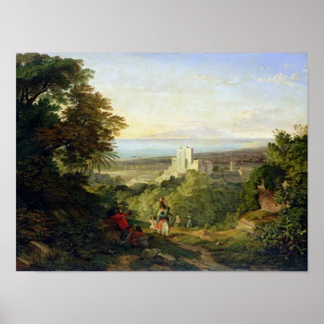 Póster Visão de Terracina e Monte Circeo, 1833 (Frente)