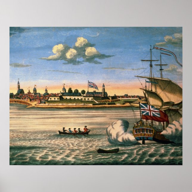 Poster Visão do Forte George, com a cidade de Nova York p (Frente)