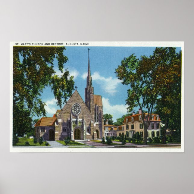 Póster Visão Exterior das Ruas. Igreja e Reitoria de Mari (Frente)