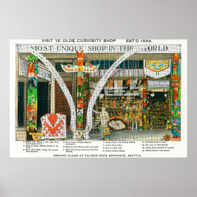 Póster Visão Exterior do Compro Ye Olde Curio, Baleia (Frente)