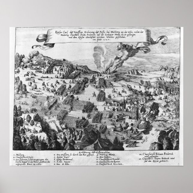 Póster Visão geral da batalha de Muhlberg (Frente)