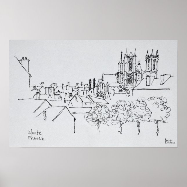 Poster Visão Geral da Cidade | Nantes, França (Frente)