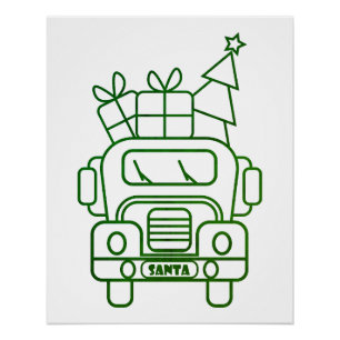 Póster Visão geral da frente do carro de Papais noeis de 